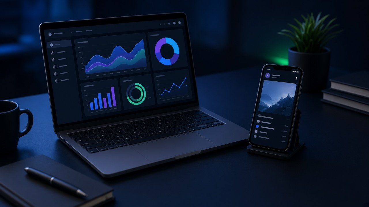 Laptop and phone arranged for a marketing campaign
